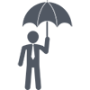 director and officer liability insurance symbolized by suited person with umbrella